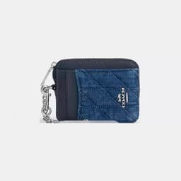 Coach Denim Quilt Zip Card Case thumbnail 1