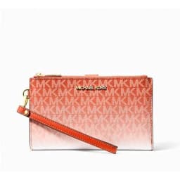 Michael Kors Jet Set Travel Double Zip Wristlet Wallet Red Clay thumbnail 1