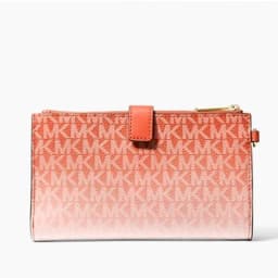 Michael Kors Jet Set Travel Double Zip Wristlet Wallet Red Clay thumbnail 2