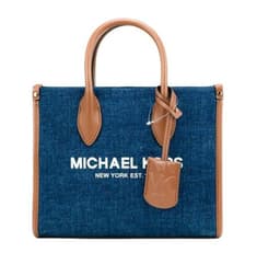 Michael Kors Mirella Small Indigo Canvas Top Zip Shopper Tote Crossbody Handbag thumbnail 1