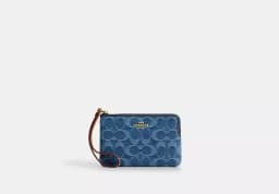 COACH Corner Zip Wristlet In Signature Denim thumbnail 1